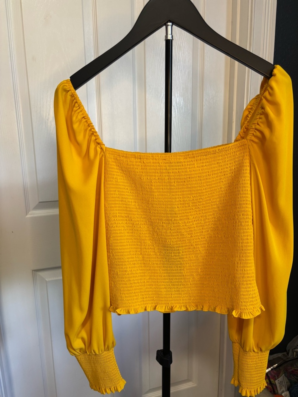 Gianni Bini Mustard Yellow Smocked Blouse - Picture 6 of 9